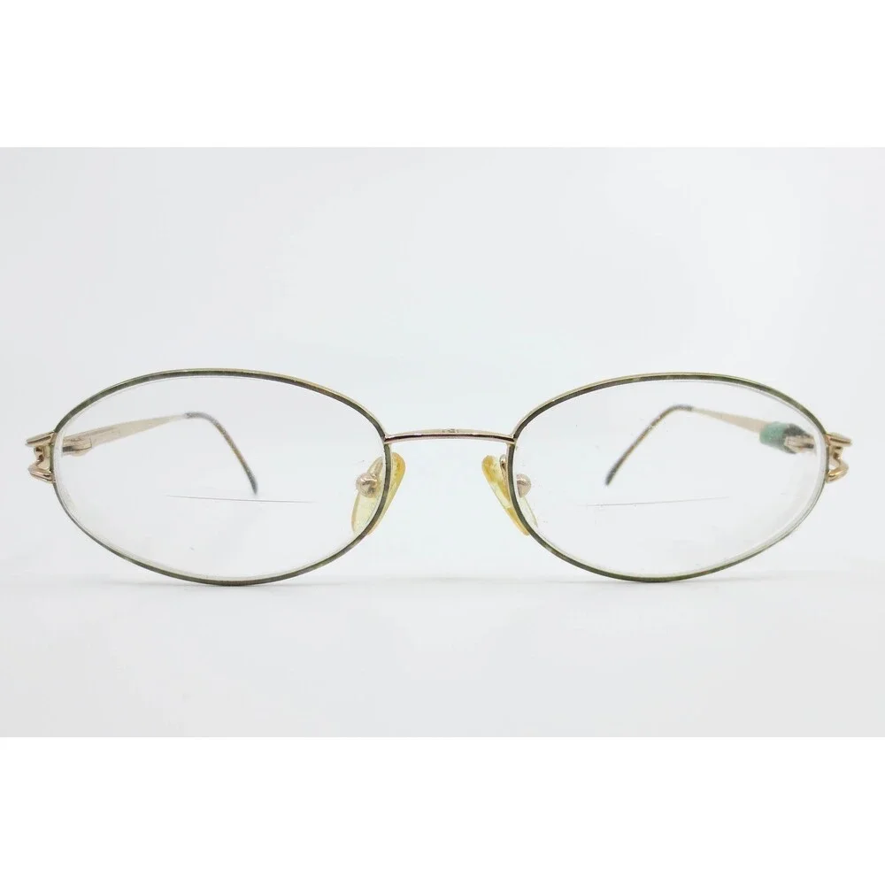 Fendi F524 Moss Gold Green Oval Metal Eyeglasses Frames Italy 135mm 38450